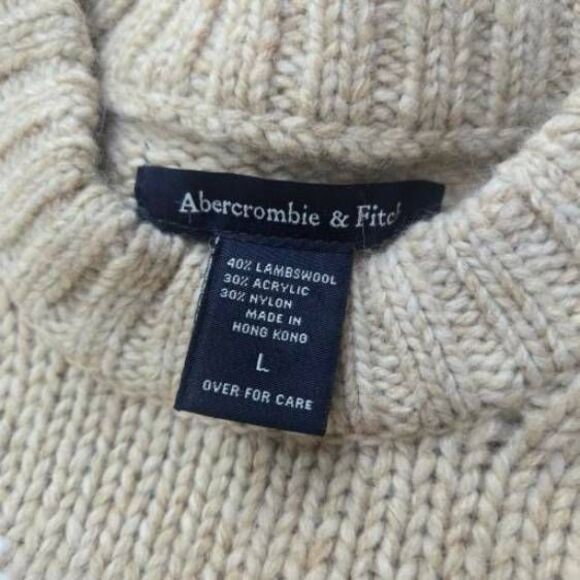 Abercrombie & Fitch  snowflake fair isle sweater beige cream tight fit like a sm - Picture 11 of 14